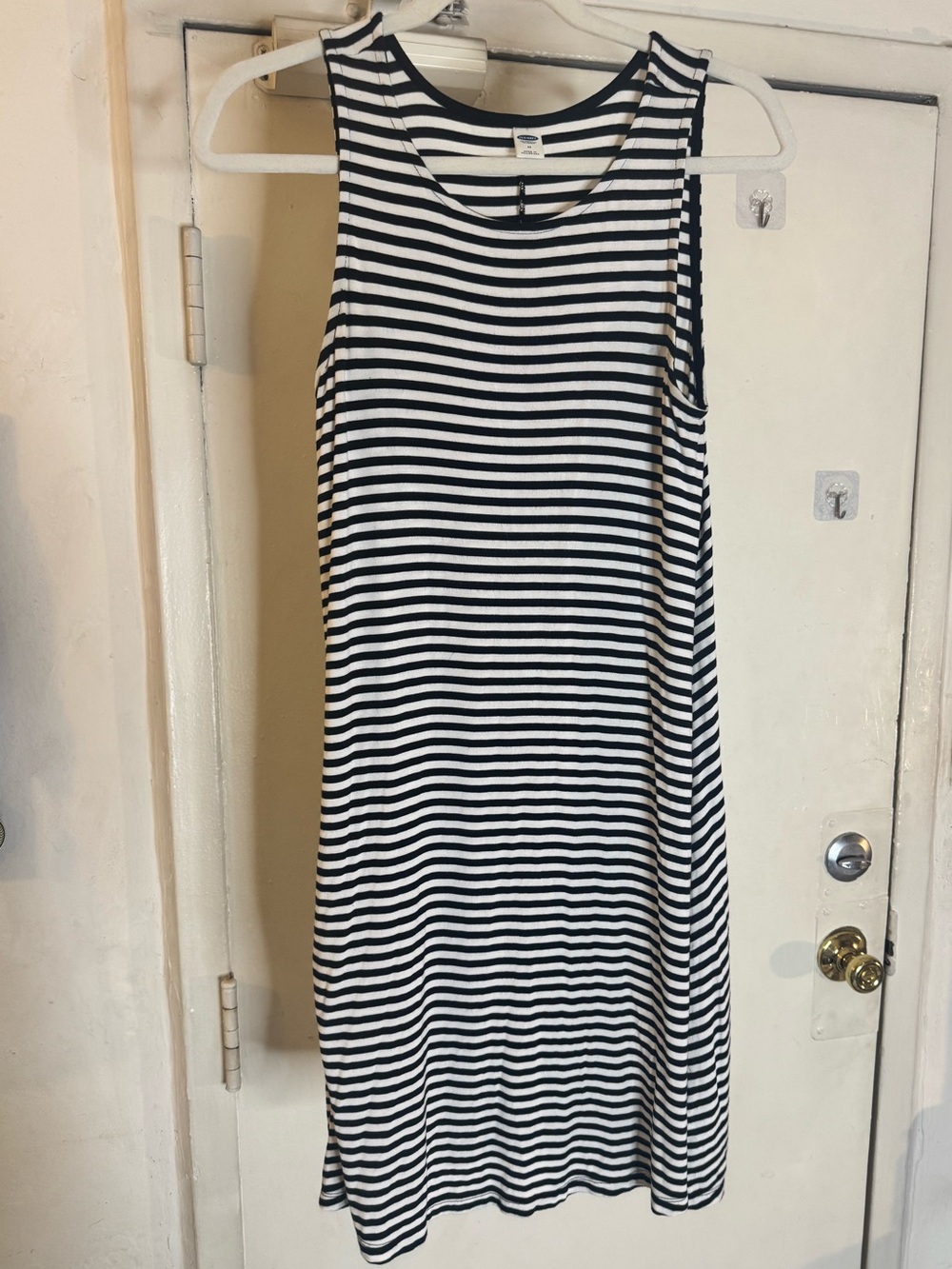 Old Navy White and Navy Striped Sleeveless Midi Dress